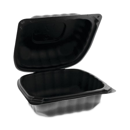 Pactiv SmartLock Microwavable Hinged Lid Container, 5.75x5.95x3.1, Blk, PK400 YCNB06000000